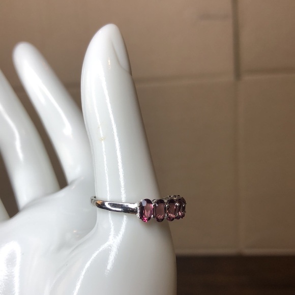 Tourmaline Sterling Silver Single Band Ring w Seven Faceted Oval Gems Sz 8-3/4 - Picture 13 of 17